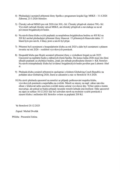 Zápis výroční schůze 2025, strana 2 (sken)